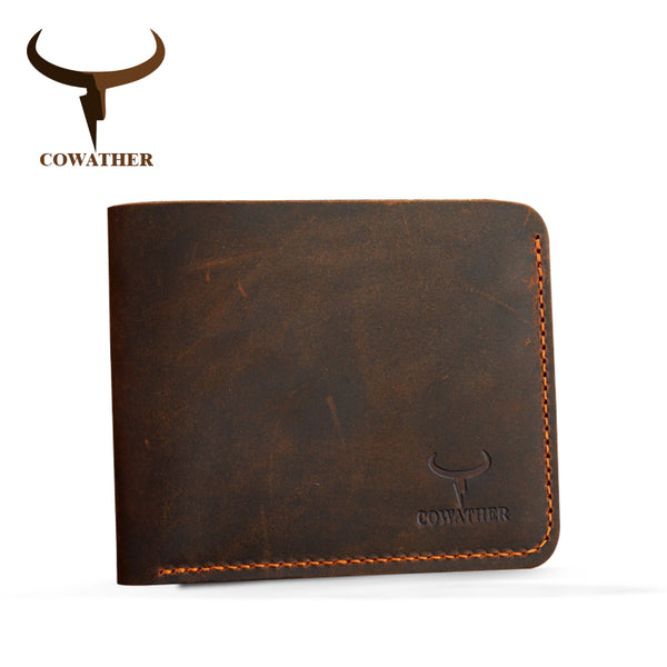 COWATHER Crazy horse leather men wallets Vintage genuine leather wallet for men cowboy top leather t