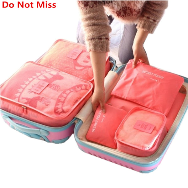 Do Not Miss New 6PCS/Set High Quality Oxford Cloth Travel Mesh Bag In Bag Luggage Organizer Packing