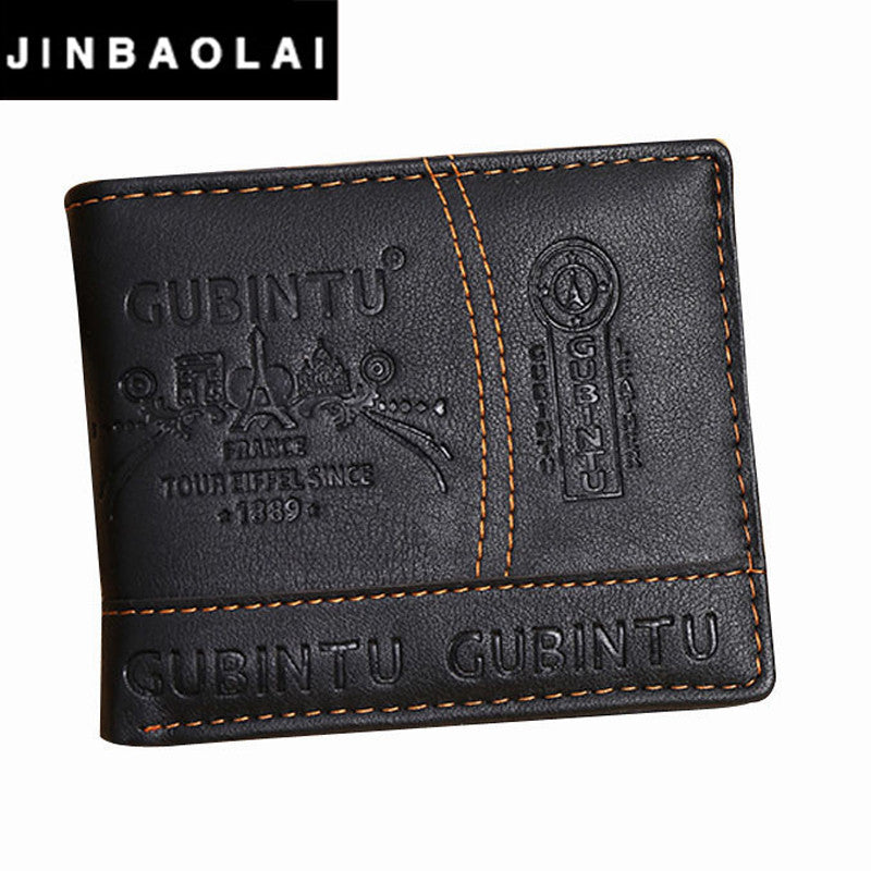 JINBAOLAI Brand Leather Wallet 2016 Men Wallet Men's Short Purse Men Bags Coin Wallets Clip Cowhide