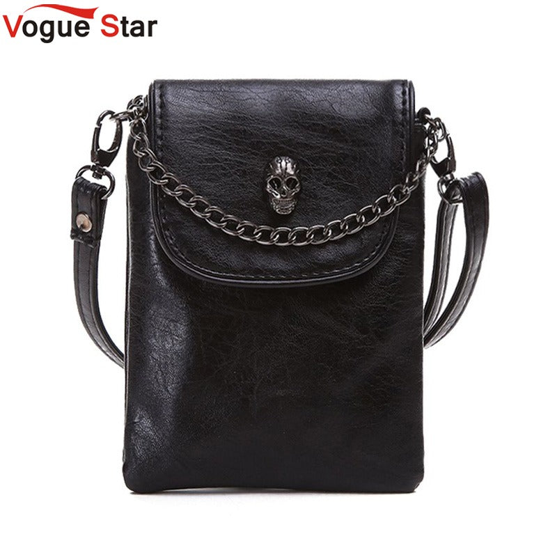 Vogue Star 2018 New Arrival Fashion Shoulder Cross-body Small Bags Skull Chain Mobile Phone Bag Wome