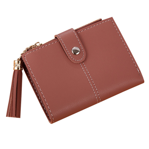 Women Simple Short Wallet Tassel Coin Purse Card Holders Handbag