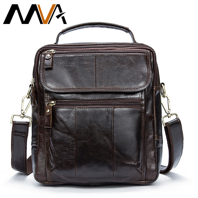 MVA Genuine Leather Mens Bags Male Crossbody Bags Small Flap Casual Messenger Bag Men's Shoulder Bag genuine leather Skin 8870