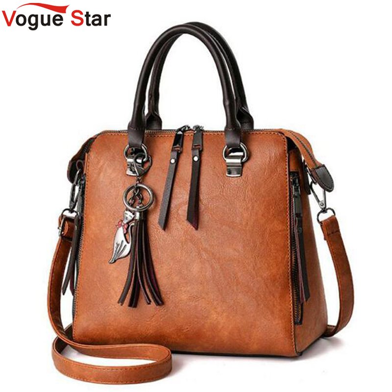 2018 Fashion Tassel Women Shoulder Bags Large Capacity Casual Leather Women Handbag Rivet Zipper Cro