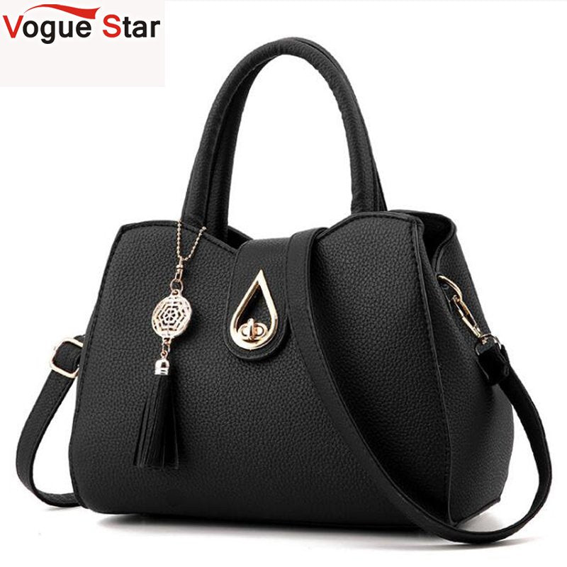 New Fashion Women Handbag Tassel High Quality PU Leather Totes Bags Brief Women Shoulder Bag Ladies