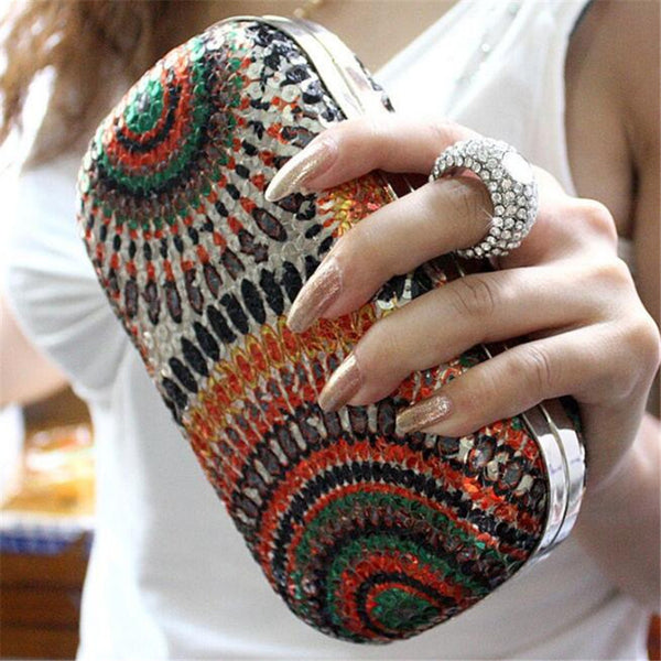 2018 Wedding Dress Bag Women Clutch Purses Knuckle Rings Sequins Evening Bag Party Bride Wallet Day