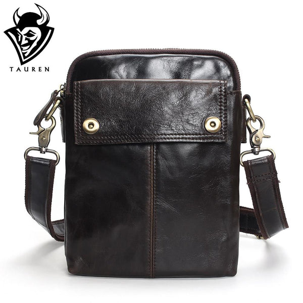 TAUREN Flap New Cheap Genuine Leather Vintage Casual Bag Men's Shoulder Bag Small  Travel Bags For M