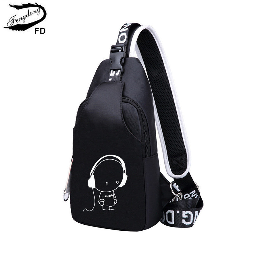 FengDong small crossbody bags for women messenger bags men casual sling chest bag male mini waterproof travel shoulder bag pack